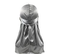 Durag - Cappello da uomo a coda lunga, morbido, per una facile gestione dell'acconciatura dopo il bagno e da indossare tutti i giorni, Argento, Taglia unica