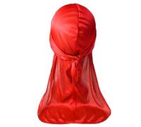 Durag - Cappello da uomo a coda lunga, morbido, per una facile gestione dell'acconciatura dopo il bagno e da indossare tutti i giorni, Rosso, Taglia unica