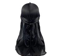 Durag - Sciarpa da uomo a coda lunga, morbida, per una facile gestione dell'acconciatura dopo il bagno e da indossare tutti i giorni, Nero , Taglia unica