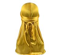 Durag - Sciarpa da uomo a coda lunga, morbida, per una facile gestione dell'acconciatura dopo il bagno e da indossare tutti i giorni, Oro, Taglia unica