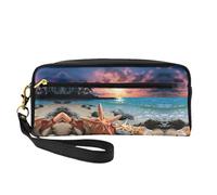 DURAGS Borsa portatile di trucco della stampa della farfalla del girasole, la piccola borsa di trucco perfetta per il viaggio, Stella Marina E Corallo Sulla Spiaggia1, Taglia unica