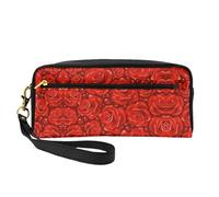 DURAGS Borsa portatile di trucco della stampa dell'elefante bianco, la piccola borsa di trucco perfetta per il viaggio, Molte Rose Rosse, Taglia unica