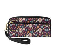 DURAGS Borsa portatile di trucco della stampa dell'elefante bianco, la piccola borsa di trucco perfetta per il viaggio, Teschio messicano, Taglia unica