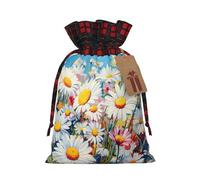 DURAGS Borsa regalo estiva con margherite floreali chic patchwork con coulisse, sacchetto regalo in tessuto per festival, perfetto per occasioni speciali, Margherite floreali estive Fiore2, 1 Count