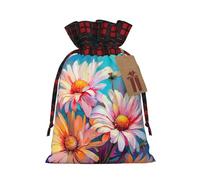 DURAGS Borsa regalo estiva con margherite floreali chic patchwork con coulisse, sacchetto regalo in tessuto per festival, perfetto per occasioni speciali