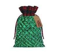DURAGS Borsa regalo in tessuto con motivo a squame di pesce verde, con coulisse, per festival, perfetto per occasioni speciali