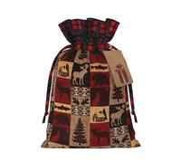 DURAGS Lodge Orsetto Cervo Pesce Chic Patchwork Sacchetto Regalo Sacchetto Regalo in Tessuto per Festival, Perfetto per Occasioni Speciali, Lodge Bear Deer Pesce, 1 Count (Pack of 1)