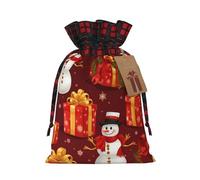 DURAGS Merry Christmas - Sacchetto regalo in tessuto con motivo con pupazzo di neve, con chiusura a cordoncino, perfetto per occasioni speciali, Pupazzo di neve con scritta "Merry Christmas"., 1 count