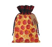 DURAGS Sacchetto regalo in tessuto 3D con motivo pizza e peperoni chic patchwork con coulisse, perfetto per occasioni speciali