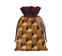 DURAGS Sacchetto regalo in tessuto con cordoncino, motivo bulldog francese, chic, patchwork, per festival, perfetto per occasioni speciali, legno, 1 Count (Pack of 1)