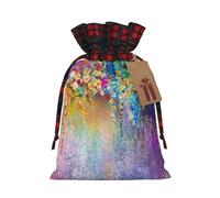 DURAGS Sacchetto regalo in tessuto con coulisse e motivo astratto viola con fiore piangente, elegante patchwork, perfetto per occasioni speciali