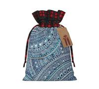 DURAGS Sacchetto regalo in tessuto con coulisse in stile retrò, motivo floreale blu, elegante e patchwork, perfetto per occasioni speciali, Retro fiori blu, 1 Count (Pack of 1)