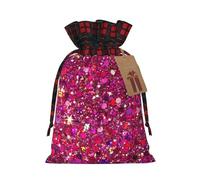 DURAGS Sacchetto regalo in tessuto con coulisse, motivo patchwork chic, con glitter, perfetto per occasioni speciali, Motivo glitterato., 1 Count (Pack of 1)