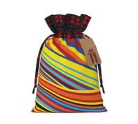 DURAGS Sacchetto regalo in tessuto con coulisse patchwork a righe colorate chic per festival, perfetto per occasioni speciali, Strisce colorate., 1 Count (Pack of 1)