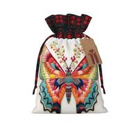 DURAGS Sacchetto regalo in tessuto con ricamo colorato con farfalla chic patchwork con coulisse, perfetto per occasioni speciali