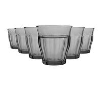 Duralex® Collezione Le Picardie®|Bicchiere da acqua, succo, soda colore grigio 25 cl | Set di 6 pezzi | Vetro ultra resistente ai graffi, compatibile con forno a microonde e lavastoviglie, made in