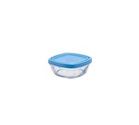 DURALEX Conserver Coppetta Quadrata, 9 cm, con Coperchio, Colore, Trasparente/Blu, 9.1999999999999904 x 9.1999999999999904 x 4 cm