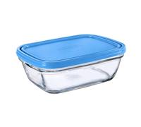Duralex Freshbox|Contenitore rettangolare per alimenti con coperchio in plastica blu 1,1 l, 1 unità, vetro ultra resistente ai graffi, compatibile con forno a microonde e lavastoviglie, made in France