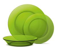 Duralex - Set completo di stoviglie in vetro temperato da 12 pezzi, include 4 piatti piani (23,5 cm), 4 piatti profondi (19,5 cm) e 4 piatti da dessert (19 cm)