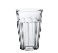 DURALEX Set di 4 bicchieri impilabili in vetro temperato da 36 cl, confezione da 4 bicchieri da cucina resistenti per acqua, succhi e bibite, uso quotidiano, colori assortiti, collezione Picardie