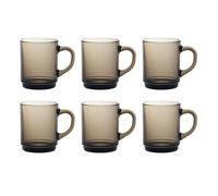 Duralex Versailles Glass Mugs Cups 260ml, Smoke, Set of 6 4020CR06
