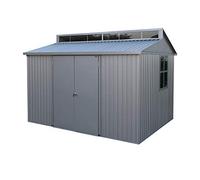 Duramax Capanno da giardino in alluminio, 10x8 m, impermeabile, per esterni, per biciclette, attrezzi e barbecue, include lucernario, fondazione, finestra sul lato e porte doppie con serratura