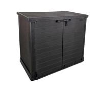 Duramax Cedargrain StoreAway da 1200 L, casetta da giardino in plastica, con coperchio piatto per esterni, ideale per attrezzi, bici, barbecue e 2 bidoni da 240 l, 145 x 85 x 125 cm, Marrone