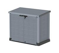 Duramax Cedargrain StoreAway da 1200 L, coperchio piatto da giardino in plastica, costruzione durevole e forte, adatto per utensili, biciclette, barbecue e 2 bidoni da 240 l, 145 x 85 x 125 cm, Grigio