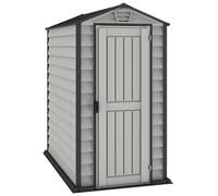 Duramax EverMore, capanno da giardino in plastica, 4 x 6 piedi, Adobe & Grey, ignifugo e soluzione di stoccaggio per esterni per tutte le stagioni, include pavimento in plastica, grigio scuro e Adobe