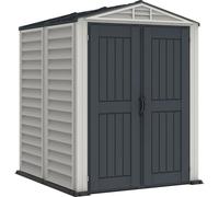 Duramax YardMate Capannone da giardino in plastica con pavimento in plastica, colore: Antracite e Adobe, 5 x 5