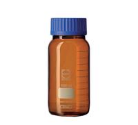 DURAN 21 866 36 5 GLS 80 Laboratorio Bottiglia Bocca Larga, con filettatura per tappo a vite e ausgiess Ring in PP, capacità 250 ML, colore: blu/marrone (Confezione da 10 pezzi)