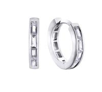 Durán Exquse-Orecchini a cerchio Pretty Jewels, baguette di zirconi. Argento dorato, Pequeño, Argento sterling Argento, Zircone