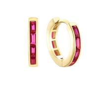 Durán Exquse-Orecchini a cerchio Pretty Jewels, baguette di zirconi color biondo, oro. Argento dorato, Pequeño, Argento sterling Argento, Zircone