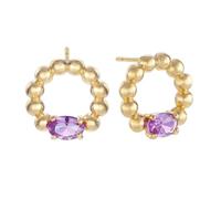 Duran Exquse-Orecchini Bubble, cerchio a sfera con quarzo rosa. Argento dorato