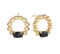 Duran Exquse-Orecchini Bubble, cerchio di palline con onice. Argento dorato, Pequeño, Argento sterling Argento, Onice