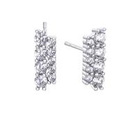 Duran Exquse-Orecchini Pretty Jewels, due linee di pave di zirconi in parelelo, Pequeño, Argento sterling Argento, Zircone