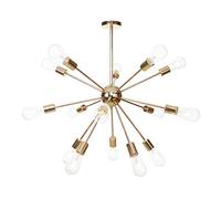 Durante lampadario Sputnik metà secolo d'oro, Oro, Attacco Bordo in Ottone ad Altezza Regolabile per Il Salotto del Soggiorno con soffitto a Pavimento Incline