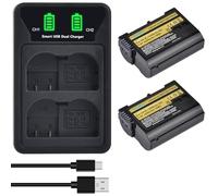 DuraPro 2 batterie EN-EL15C EN-EL15 da 2280 mAh + doppio caricatore USB a LED con porta di tipo C per Nikon EN-EL15a EN-EL15b Z6 II Z7 II Z5 Z6 Z7 D500 D600 D750 D800 D810 D850
