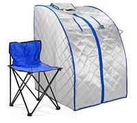 Durasage Sauna da Interno Portatile a infrarossi IR lontana con Cuscino riscaldante e Sedia, XL, Argento