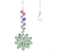 Durashmall AB For Crystal Sun Catcher Wind Chime 28 cm Rainbow Maker con elegante forma floreale per feste di nozze, Natale, spiaggia, piscina, giardino, cortile, decorazioni esterne (verde)