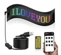 Durashmall Bacheca a LED programmabile a due righe con testo a scorrimento digitale con display RGB intelligente per auto, taxi, pubblicità posteriore, 11 x 9 x 9 cm, nero (16 x 64 (92 x 374 mm))