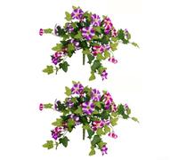 Durashmall Confezione da 2 fiori di petunia artificiali, 63 x 49 cm, realistici, in seta, resistenti ai raggi UV, non sbiadiscono, cesti appesi per esterni, giardino, patio, balcone, decorazione per