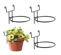 Durashmall Confezione da 2 supporti per vasi da fiori da appendere a parete, in ferro, per balcone, ringhiera, giardino, decorazione per la casa, espositore, salvaspazio, 18 x 16 cm (4 pezzi)