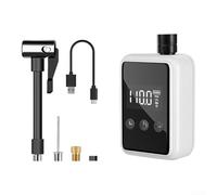Durashmall Gonfiatore elettrico per pneumatici, 150 psi, pompa portatile per bicicletta, con display LCD, batteria da 500 mAh, funzione di arresto automatico, mini pompa per bicicletta (bianco)