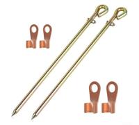 Durashmall Kit di messa a terra del generatore con asta in acciaio rivestito di rame e filo flessibile per la messa a terra del recinto elettrico solare e applicazioni dell'antenna (2PCS)