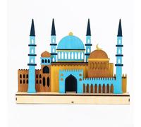 Durashmall Luce notturna a LED in legno 3D a forma di luna, decorazione Ramadan, decorazione Eid Mubarak, lampada da tavolo a batteria, per casa, ufficio, moschea, 32,5 cm (A)