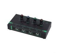 Durashmall Mixer audio stereo ultra compatto a 4 canali per cuffie con controllo del volume individuale per studio stage live performance alloggiamento in metallo nero (4 canali)