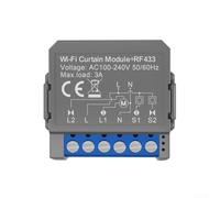 Durashmall Modulo interruttore tenda WiFi intelligente con RF 433 MHz Telecomando compatibile con voce Percentuale di apertura regolabile per tende domestiche e feritoie grigio 39 x 39 mm AC100-240 V