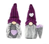 Durashmall Set di 2 gnomi di Natale viola in peluche ornamenti fatti a mano statuette festive decorazioni per la casa vacanza esposizione di personaggi stravaganti