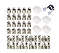 Durashmall Set di 46 materiali di consumo per taglierina al plasma P80, tra cui 20 elettrodi in rame, 20 punte, 5 tazze di protezione e rotella guida a rullo, nominale 80 A, per spessore di taglio da